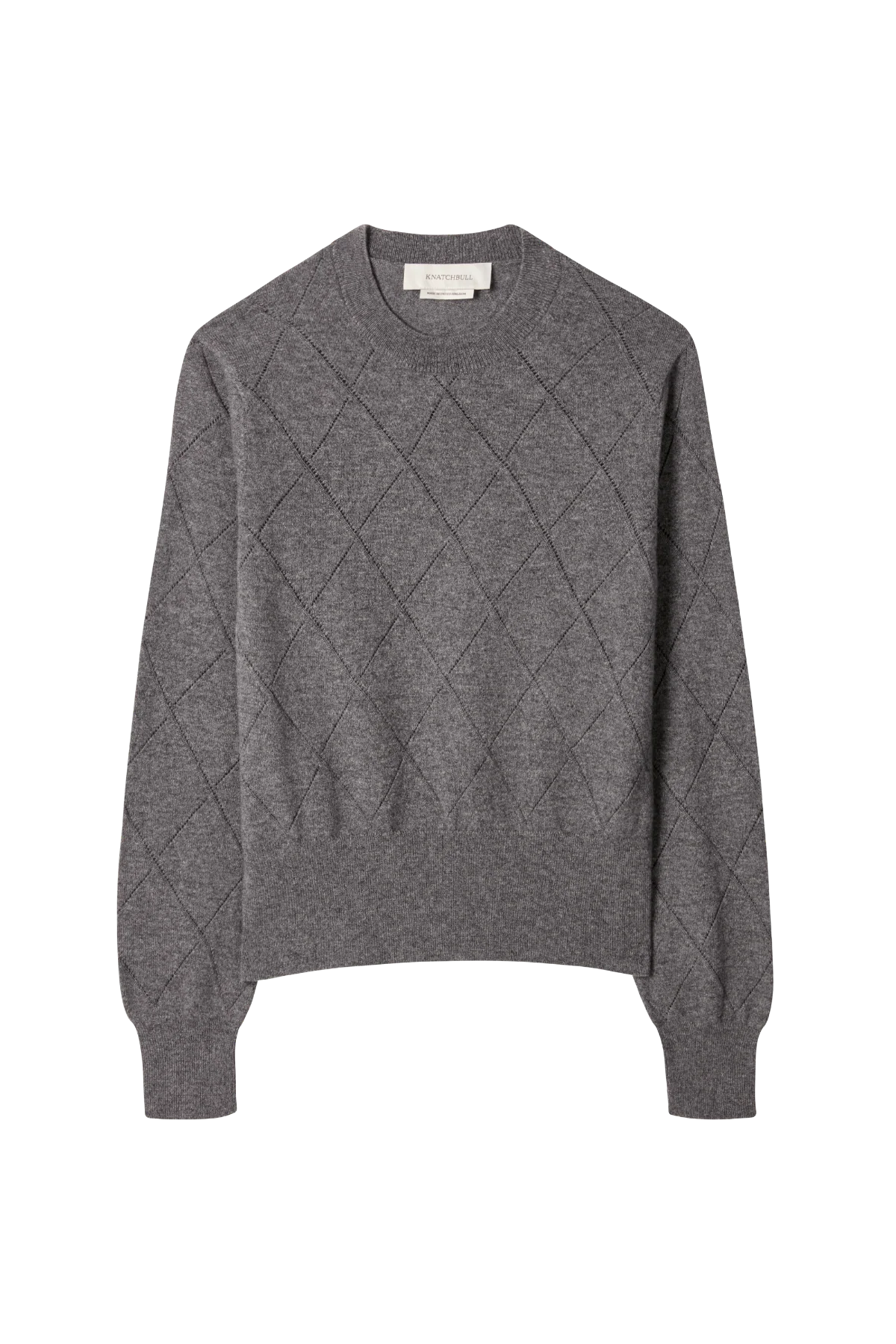 Argyle Pointelle Crew Neck Sweater in Cashmere