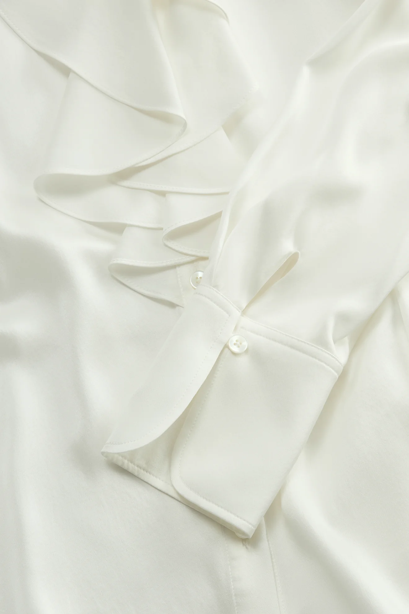 Cascade Ruffle Blouse in Sandwashed Silk Satin - Image 4