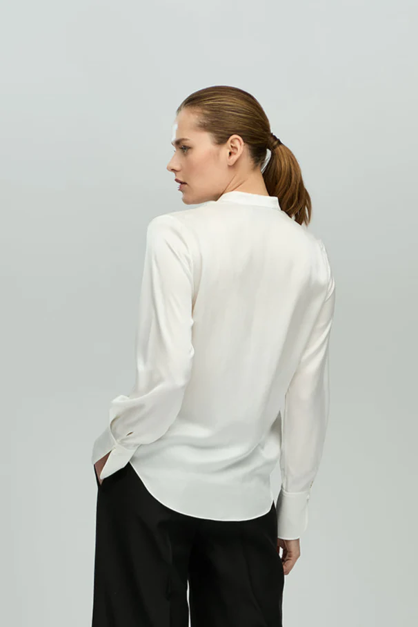Cascade Ruffle Blouse in Sandwashed Silk Satin - Image 7