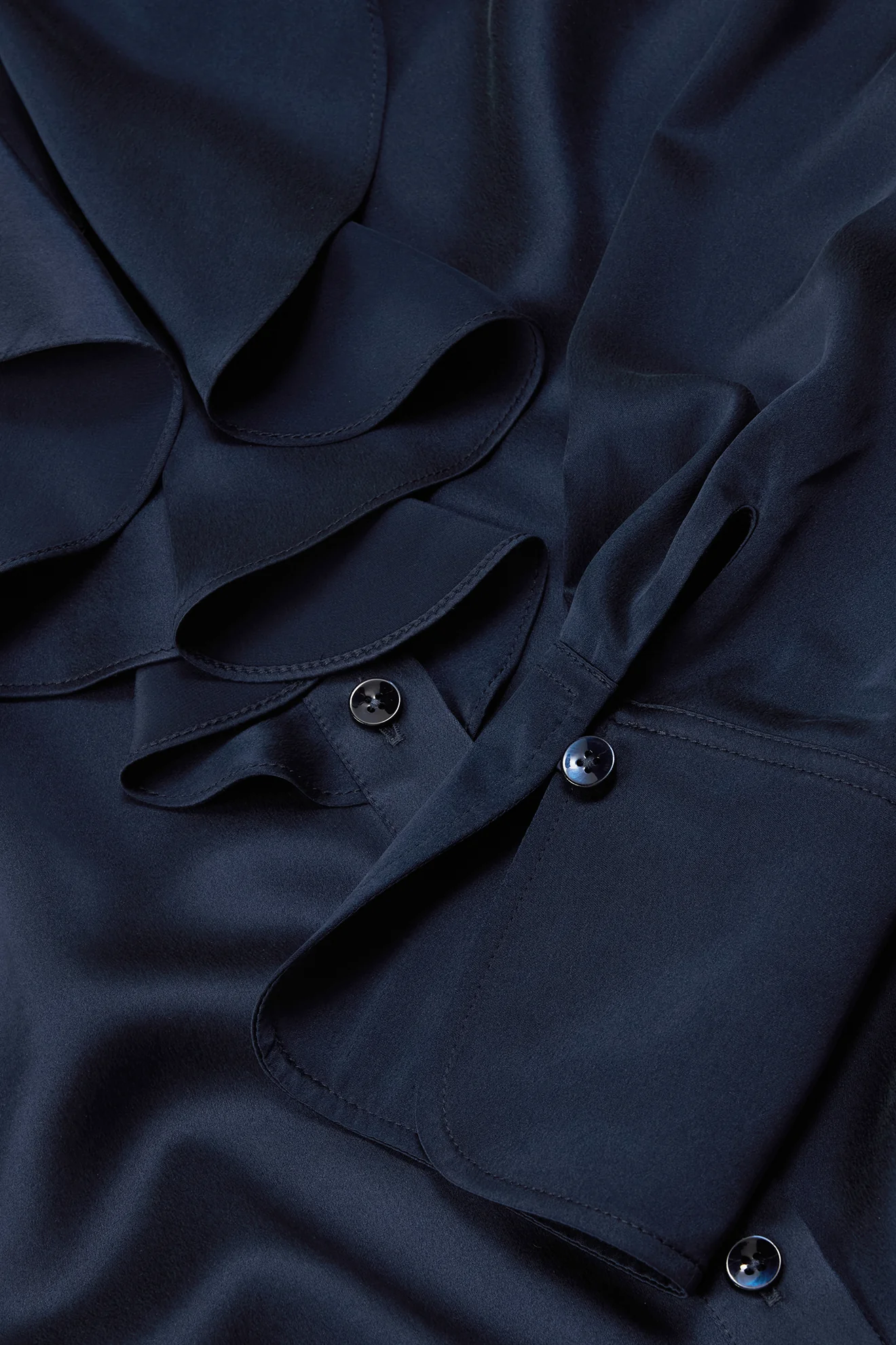 Cascade Ruffle Blouse in Sandwashed Silk Satin - Image 3