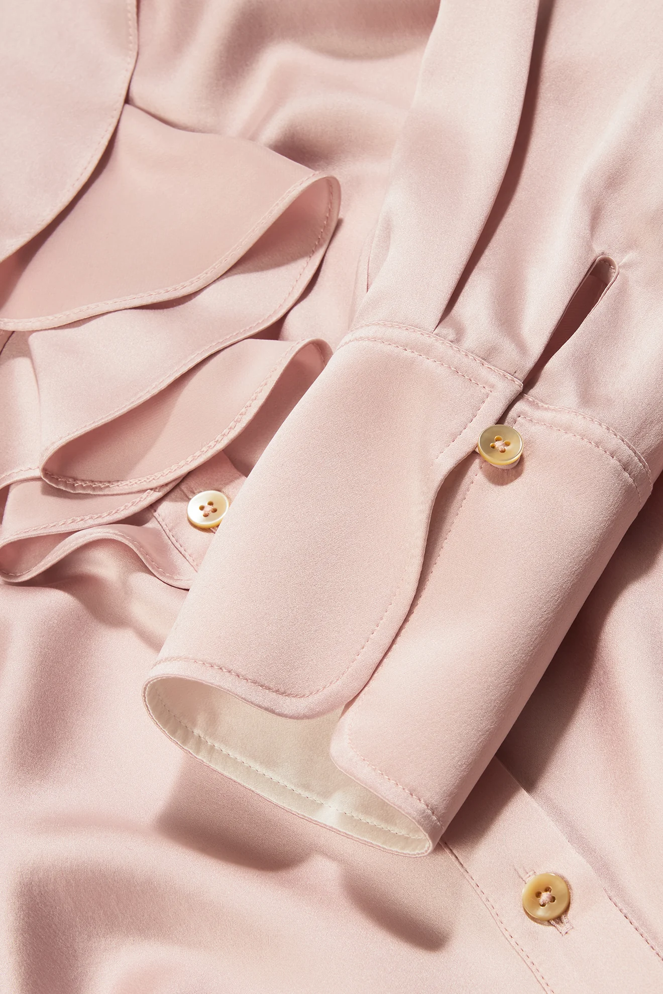 Cascade Ruffle Blouse in Sandwashed Silk Satin - Image 4