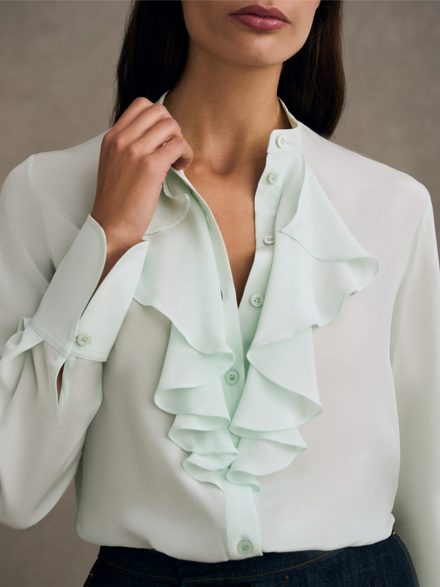 Cascade Ruffle Blouse in Silk Crepe de Chine - Image 2