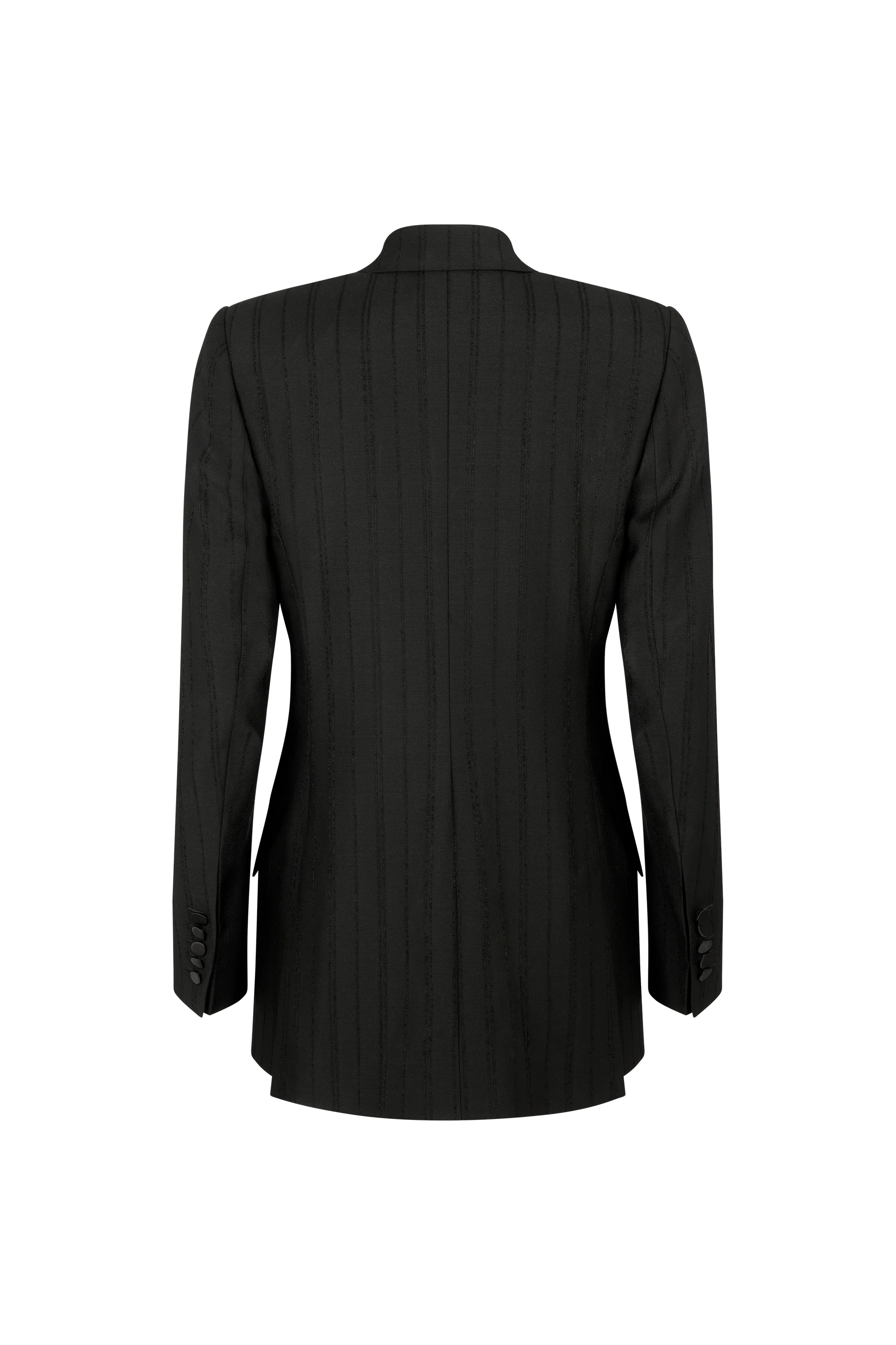 Double Breasted Jacket in Tonal Wool Stripe - Image 3