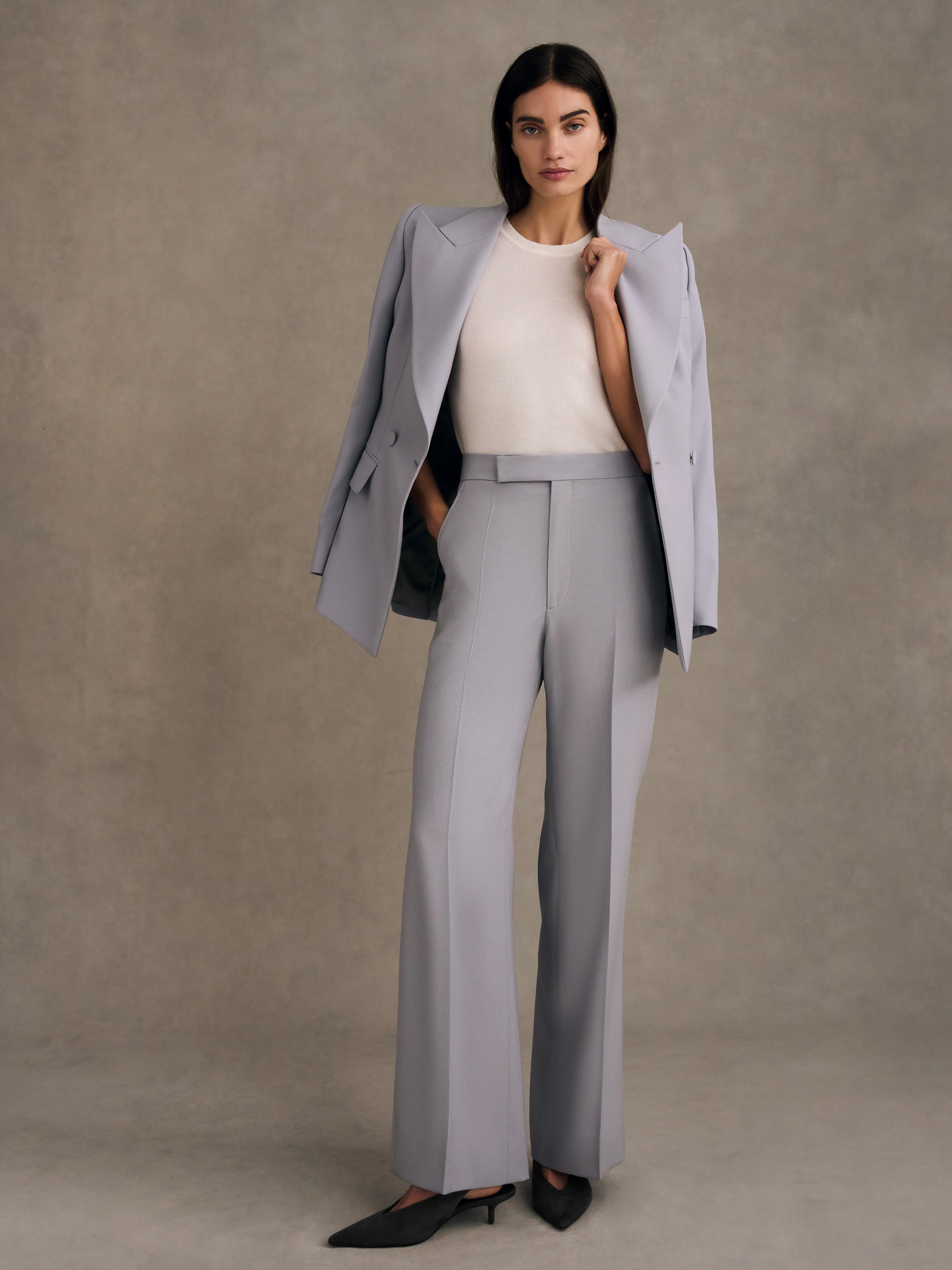Double Breasted Jacket with Two Buttons in Wool Charmelaine - Image 3