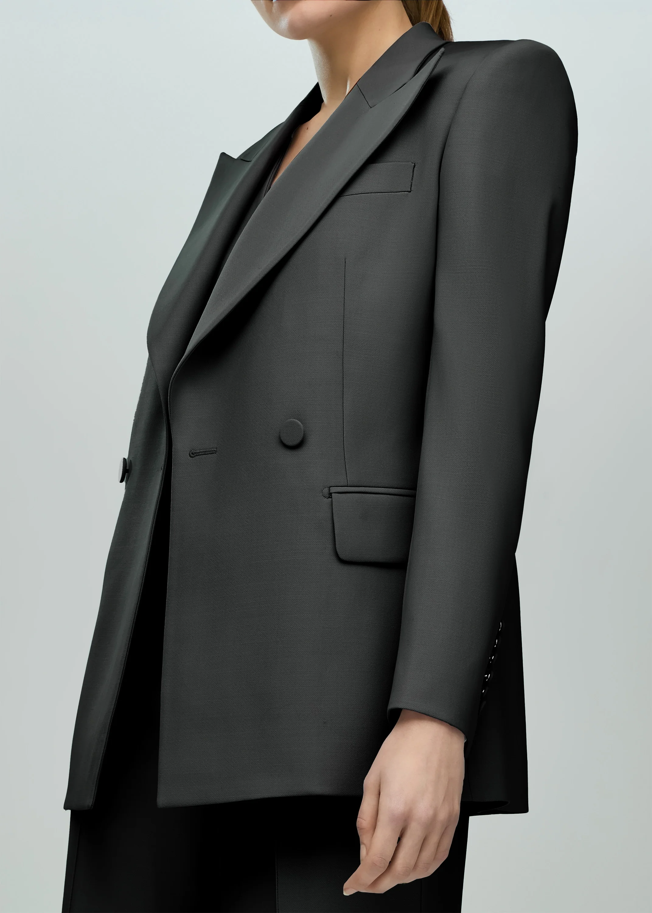 Double Breasted Jacket with Two Buttons in Wool - Image 3