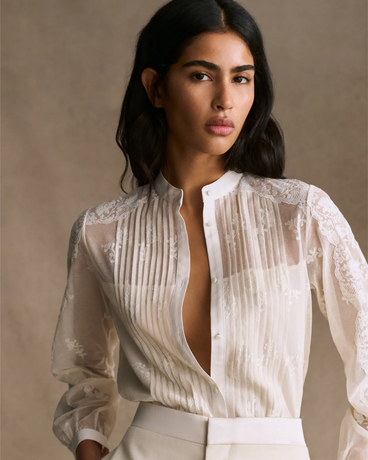 Gathered Blouse in Lace Tulle - Image 2