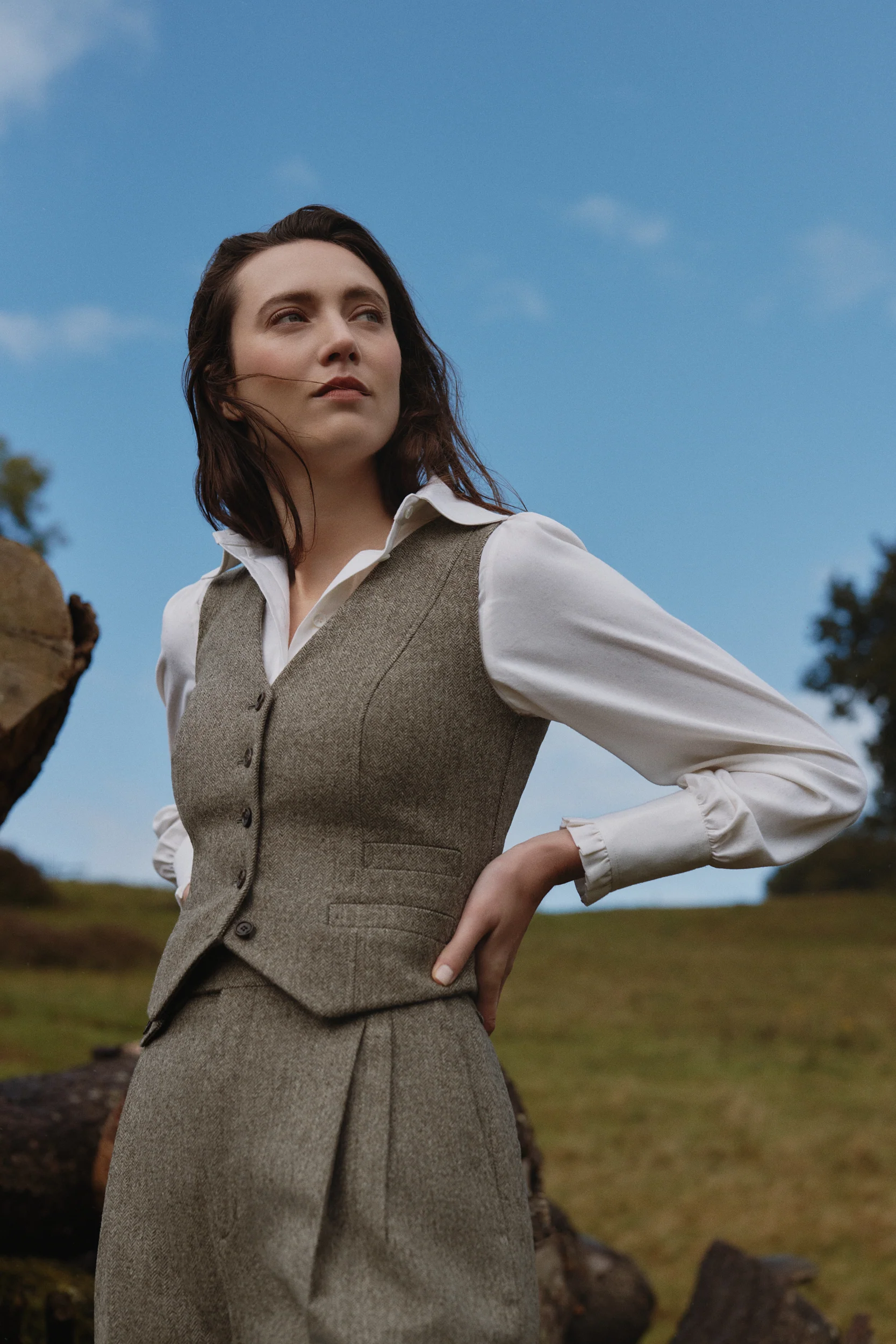 Fitted Waistcoat in Herringbone - Image 4