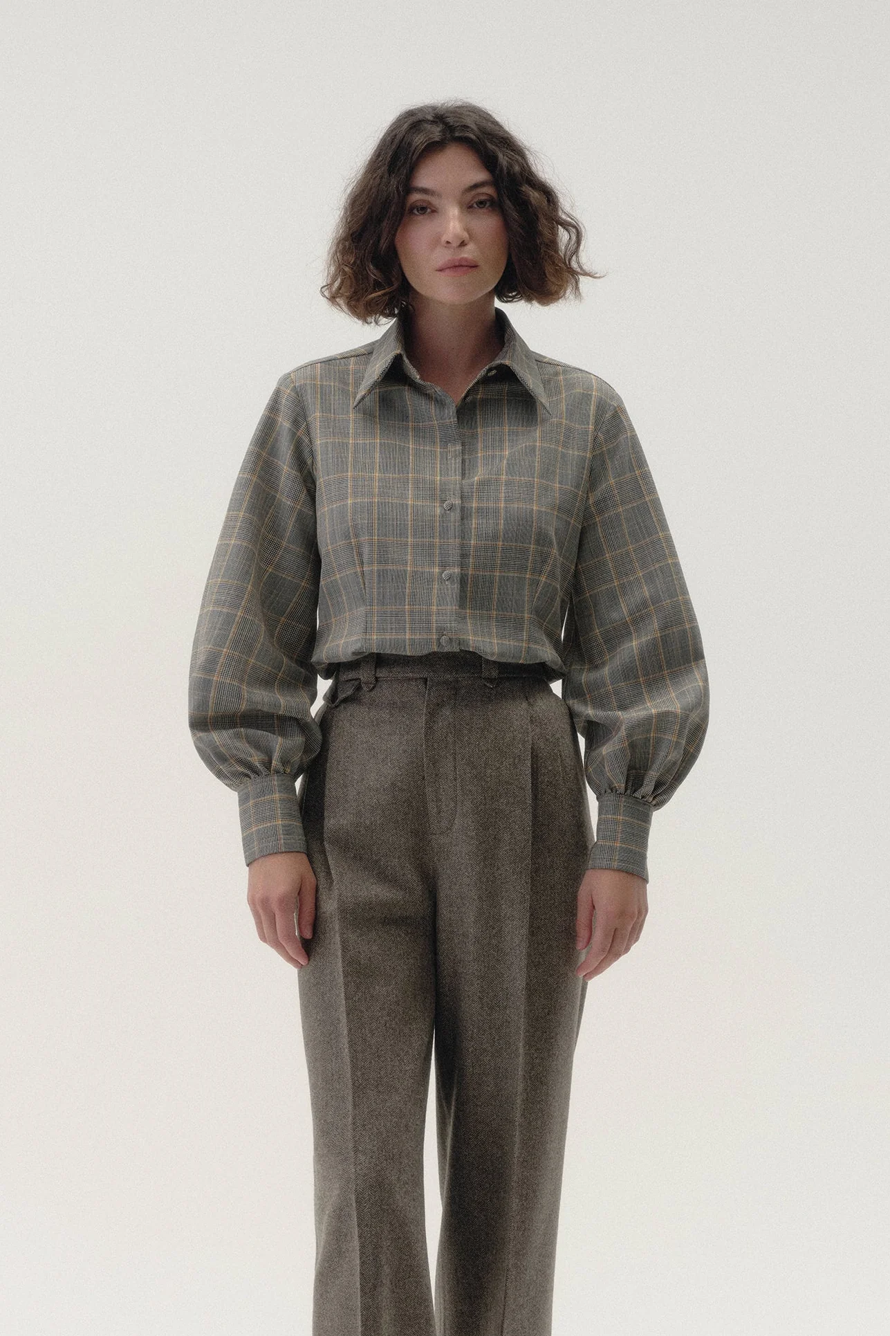 Wide Leg Trouser in Herringbone - Image 4