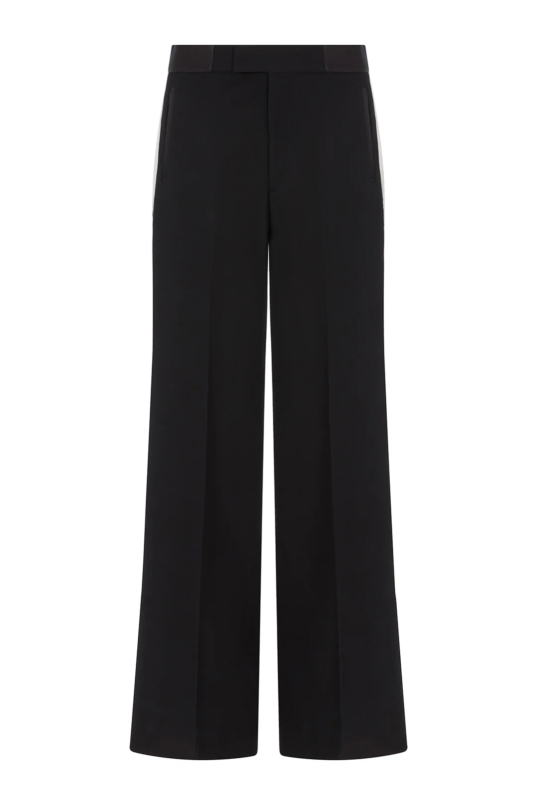Straight Leg Trouser with Silk Satin Tuxedo Stripe in Barathea - Image 4