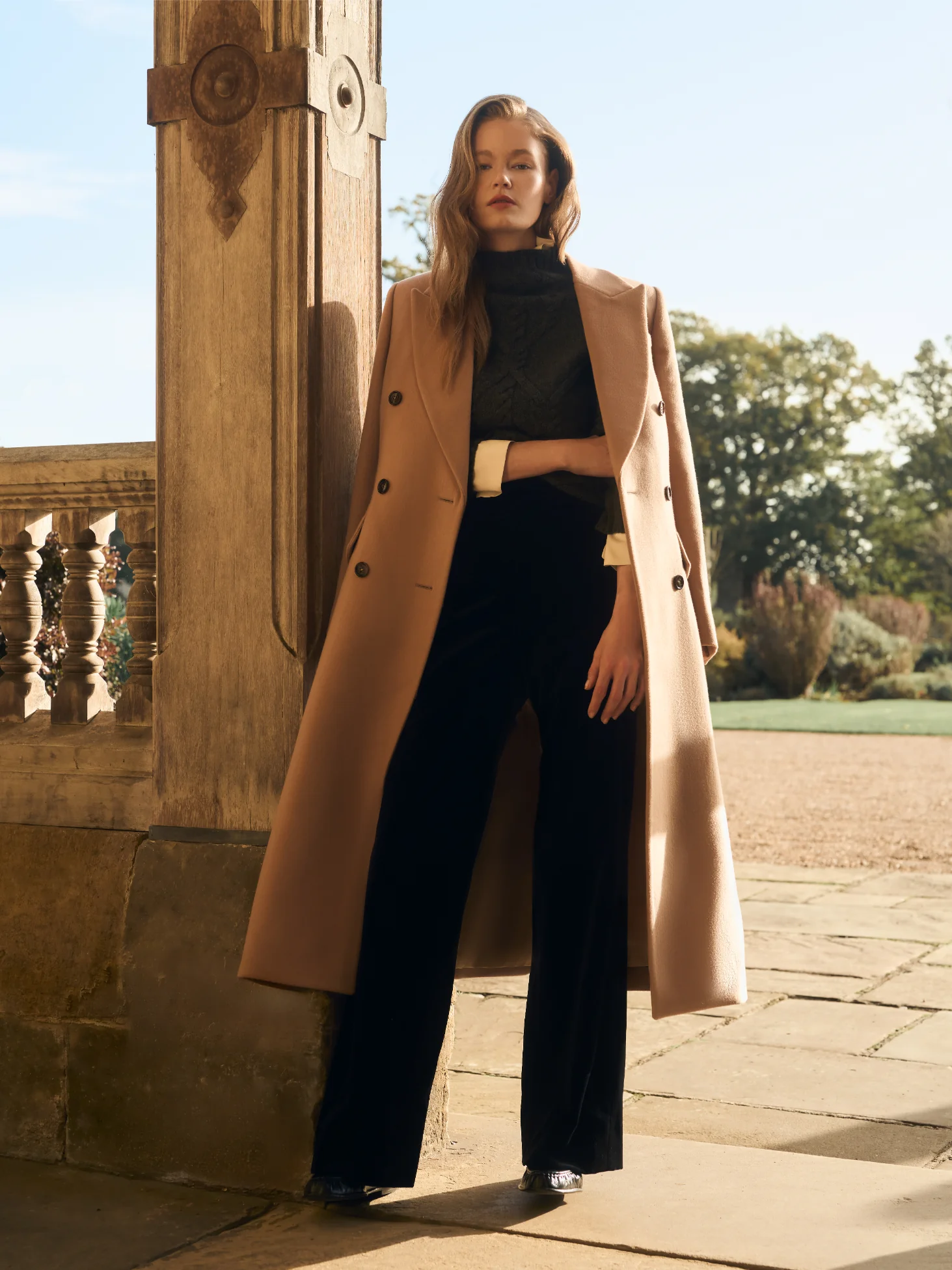 Long Double Breasted Coat in Wool - Image 2