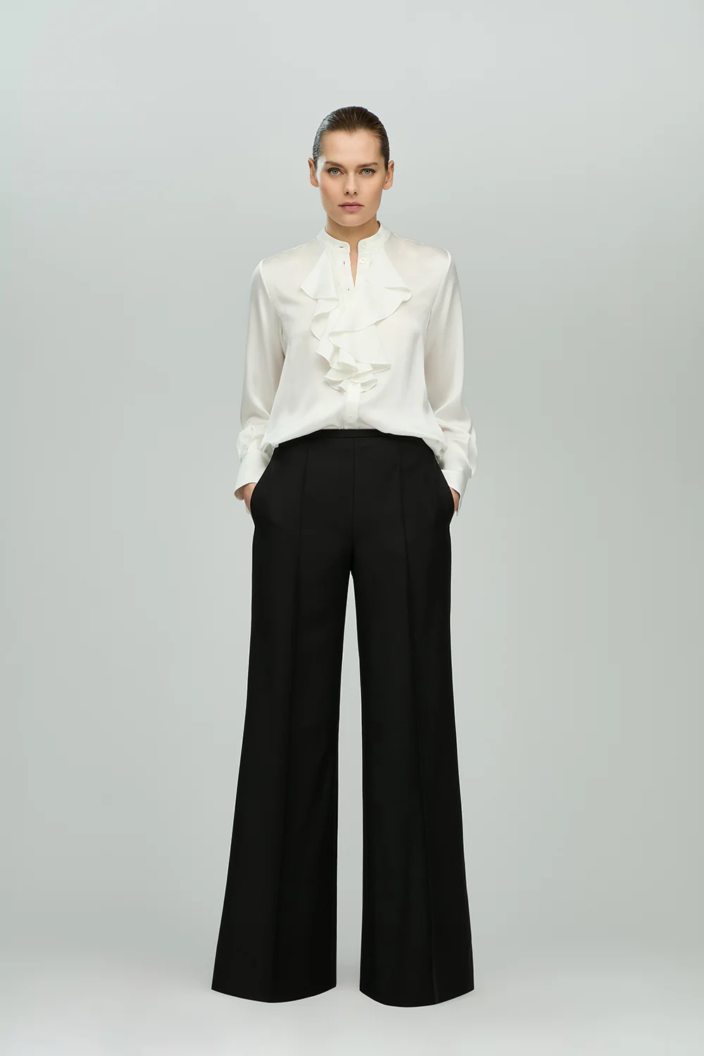 Palazzo Trouser in Wool - Image 5
