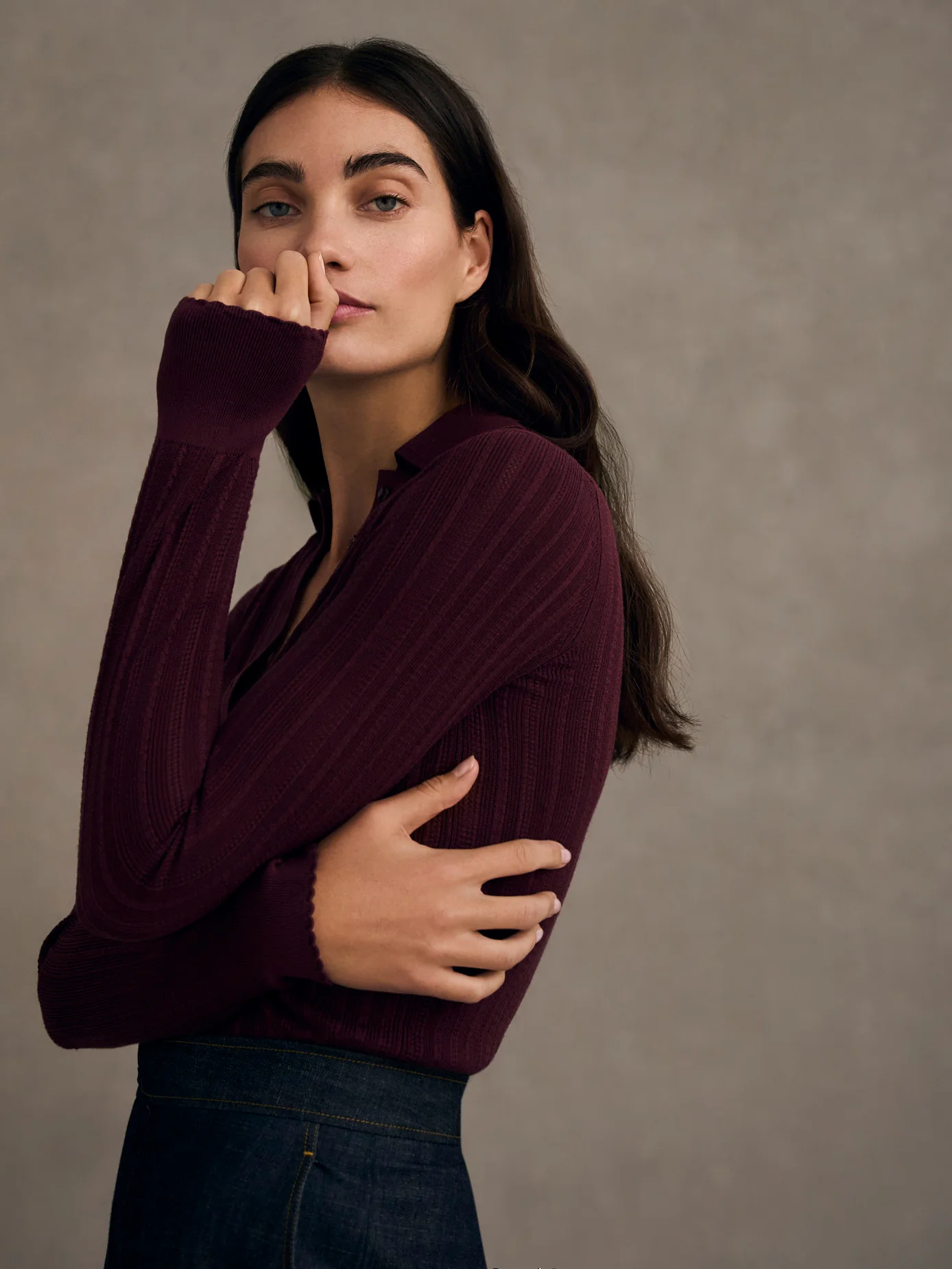 Pointelle Polo in Knitted Silk - Image 3