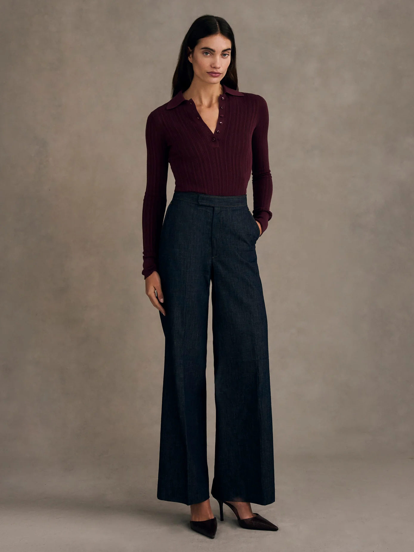 Pointelle Polo in Knitted Silk - Image 4