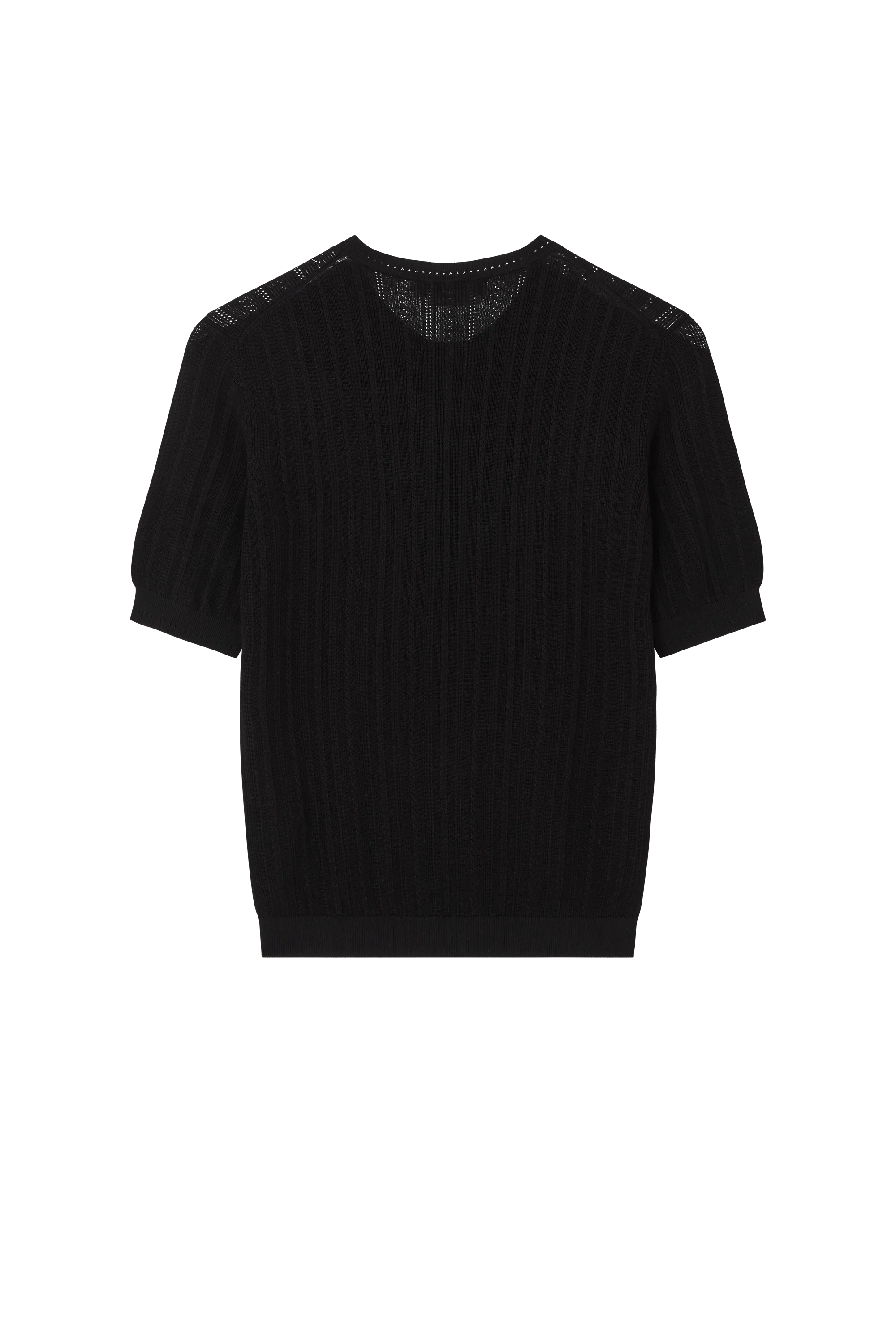 Pointelle Short Sleeve Tee in Knitted Silk - Image 3