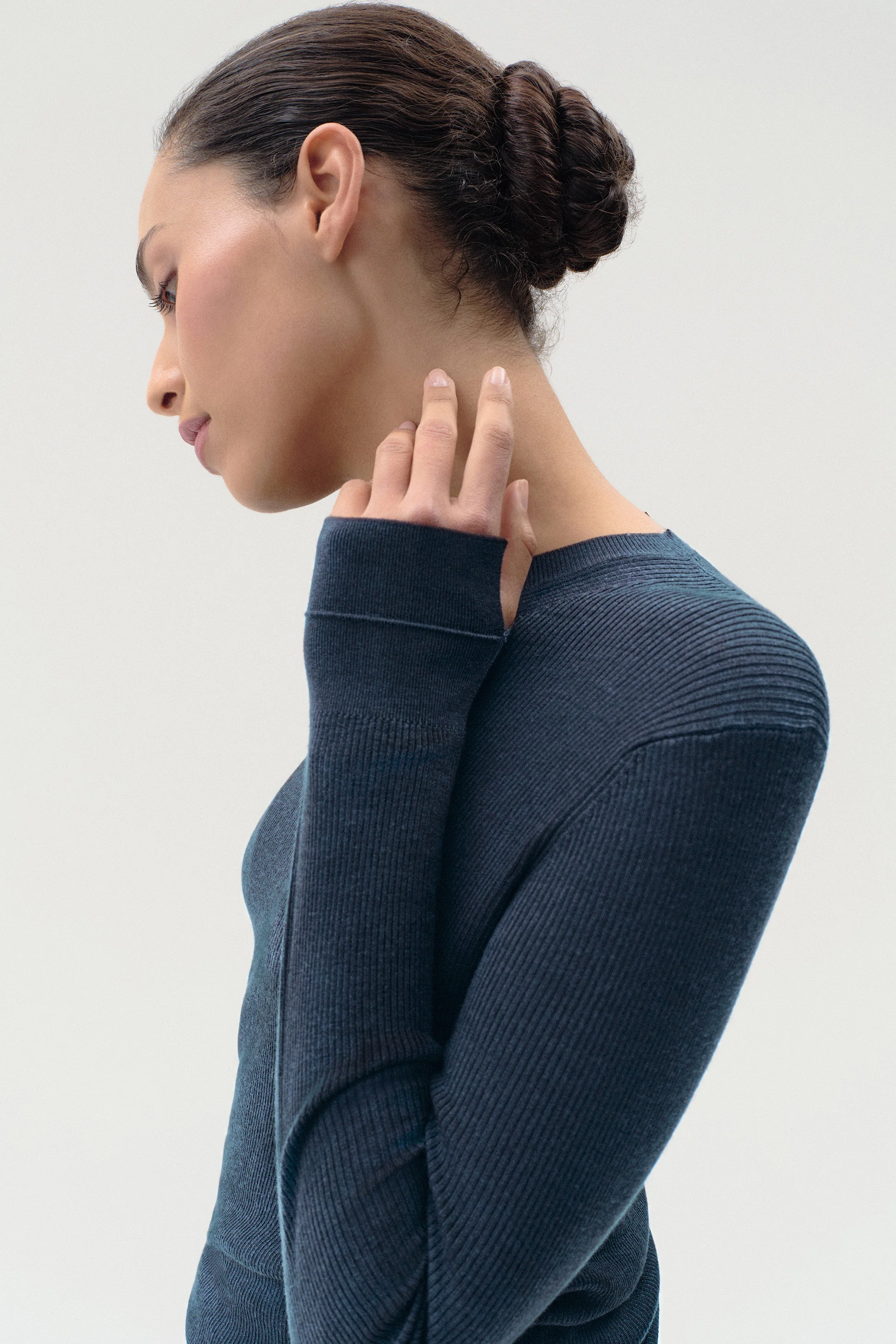 Ribbed Crew Neck Sweater in Merino - Image 2