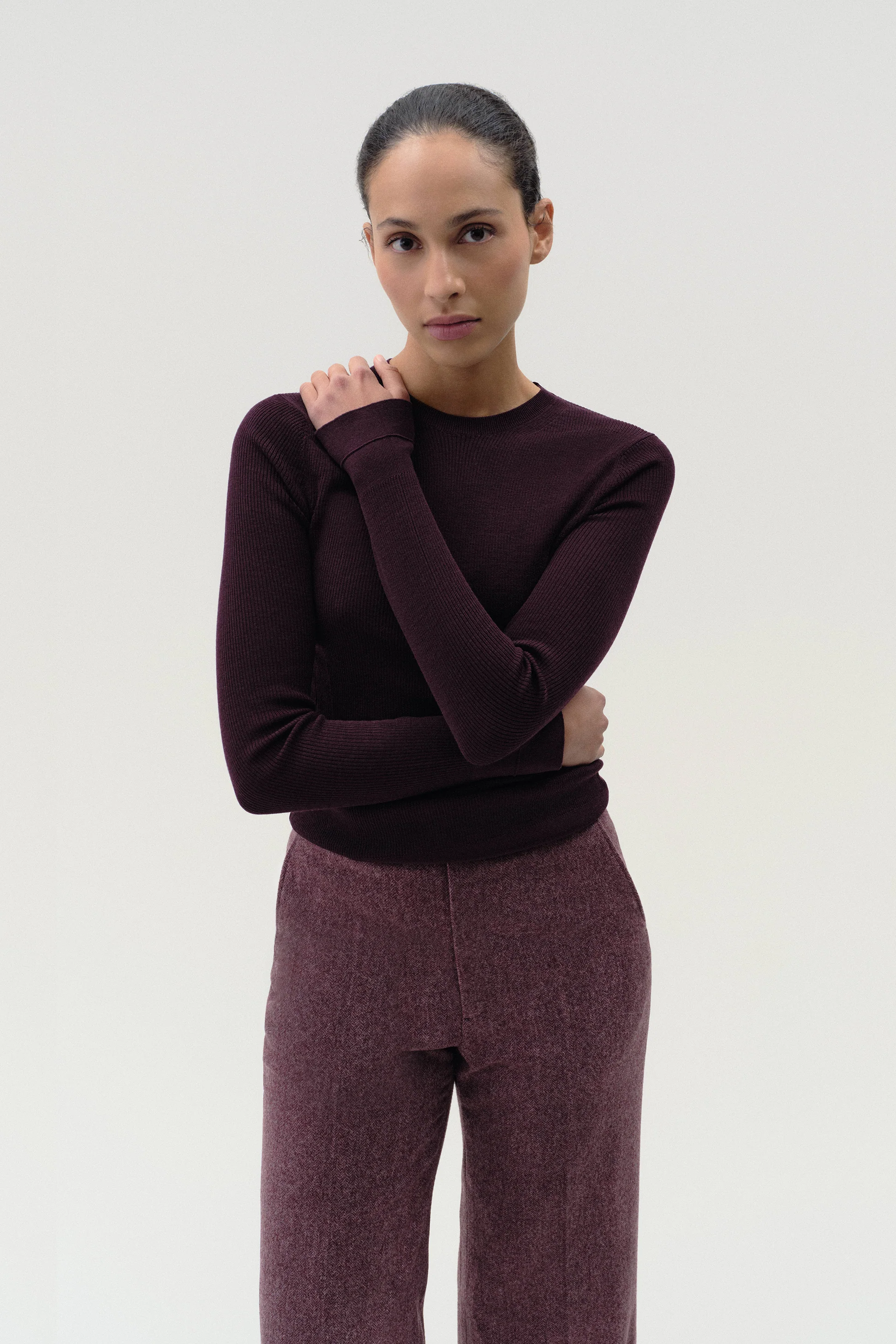 Ribbed Crew Neck Sweater in Merino - Image 2