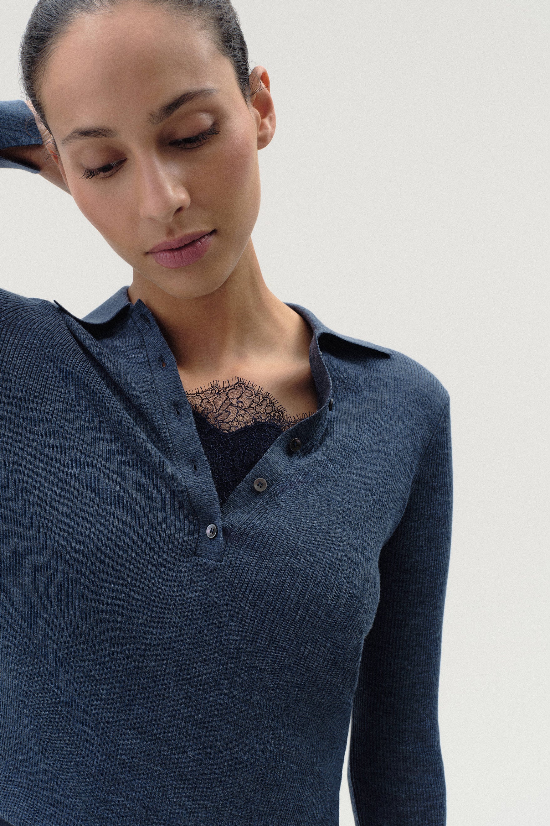 Ribbed Polo in Merino - Image 2