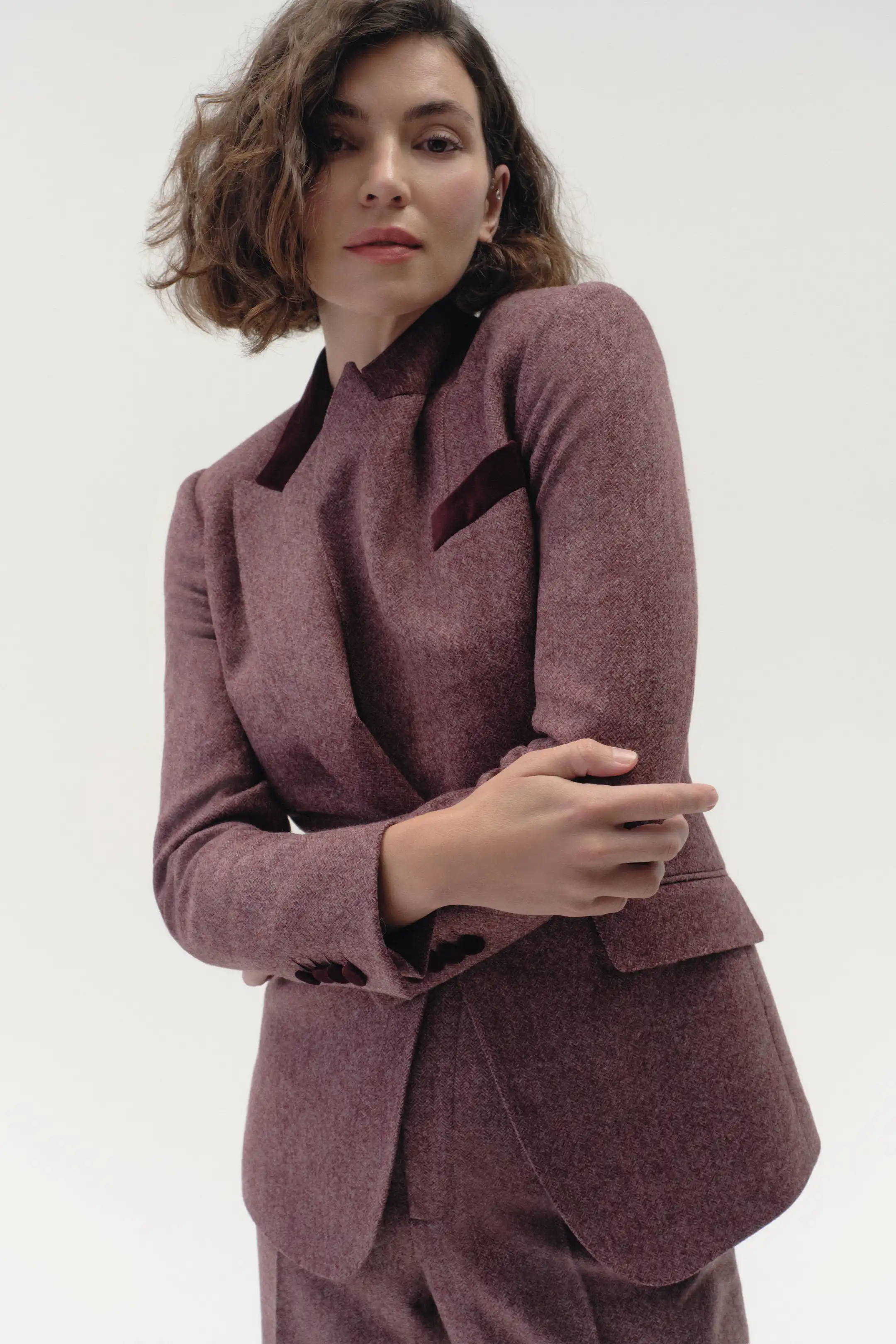 Single Breasted Jacket in Herringbone Wool - Image 4
