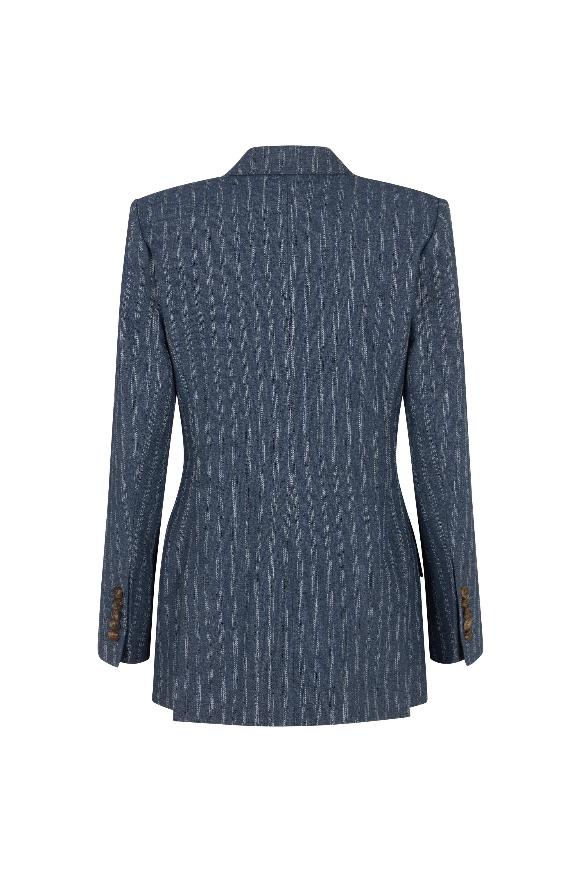 Double Breasted Jacket in Boucle Denim Wool - Image 5