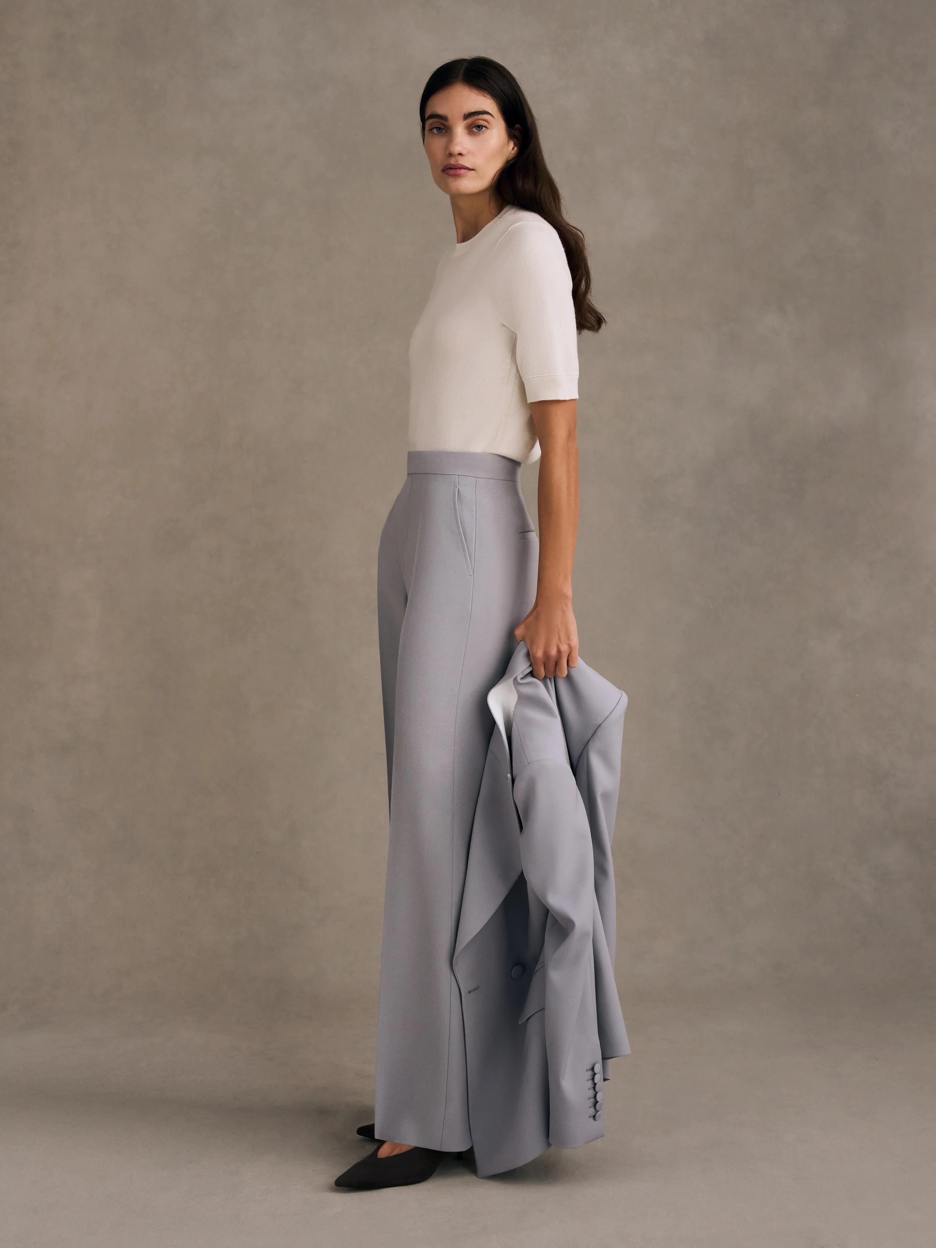 Straight Leg Trouser in Wool Charmelaine - Image 3