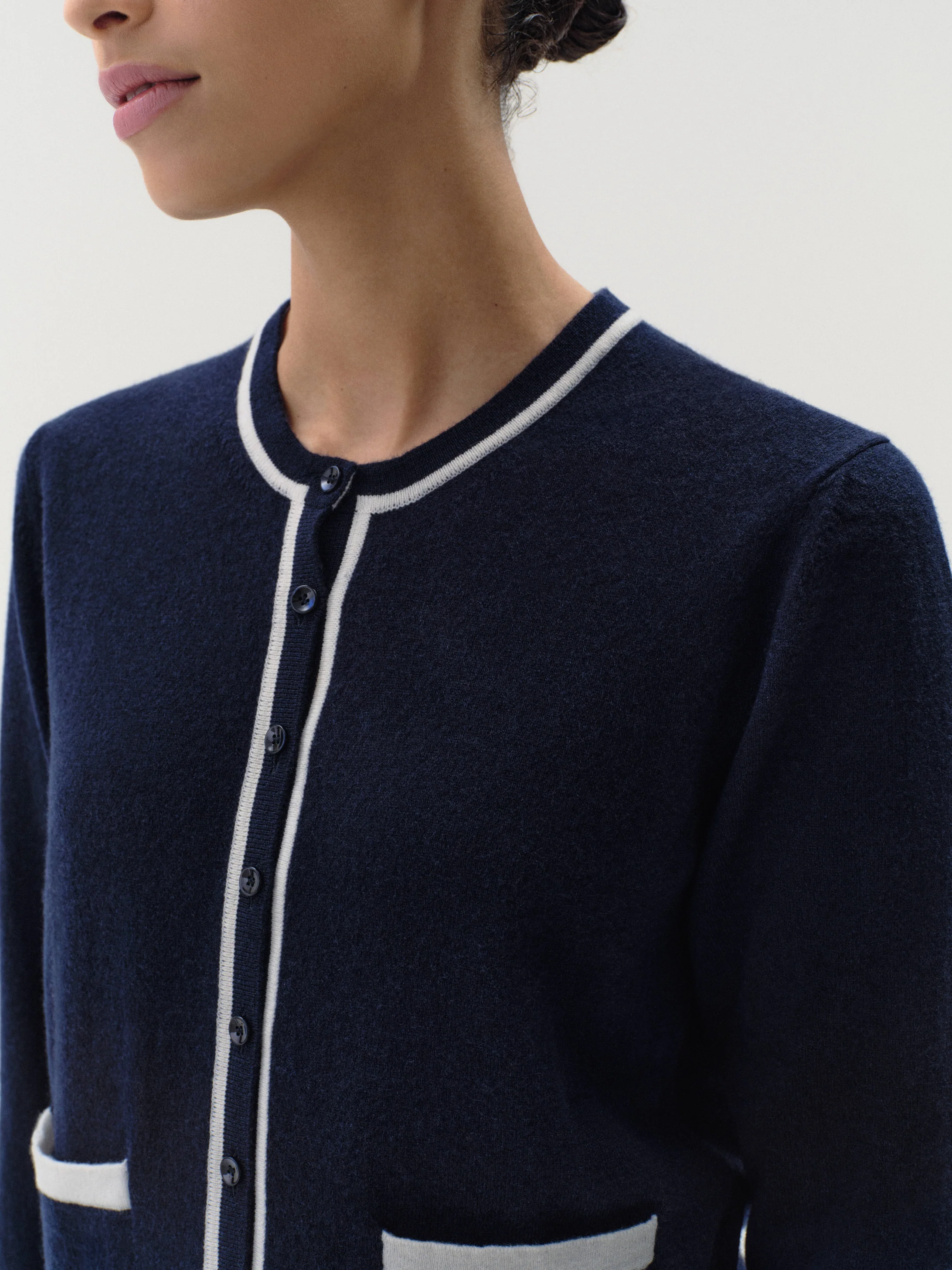 Contrast Cardigan in Cashmere - Image 3