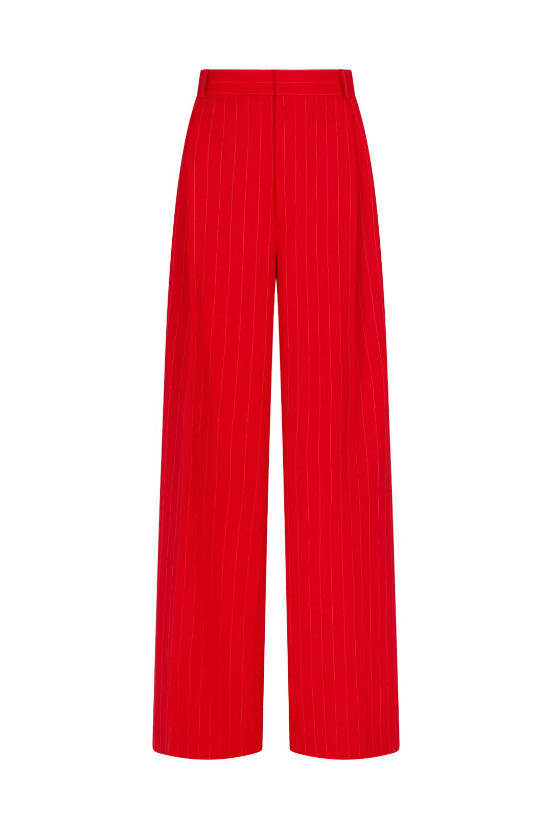 Wide Leg Trouser with Single Pleat in Wool Pinstripe