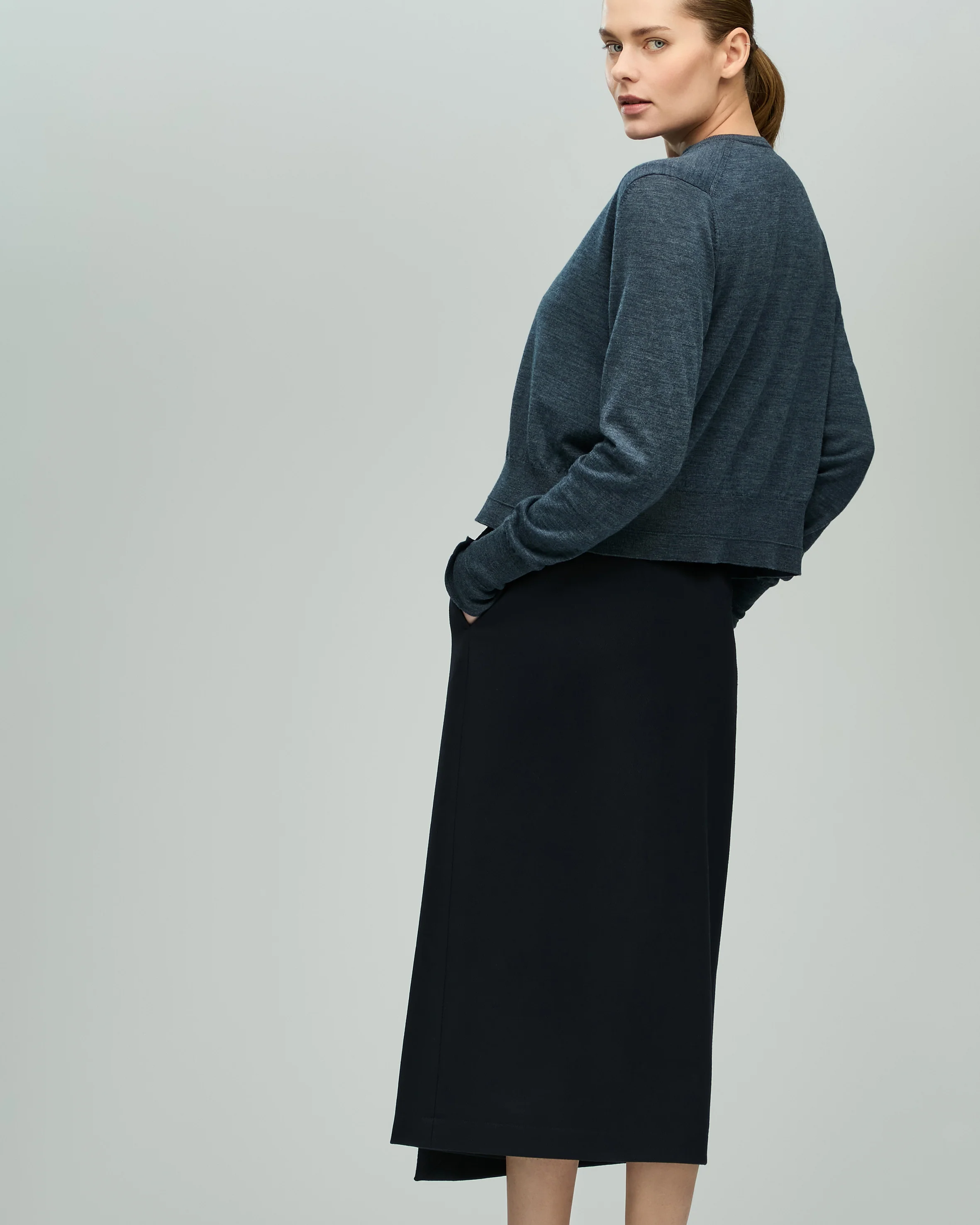 Wrap Skirt in Wool Twill - Image 3