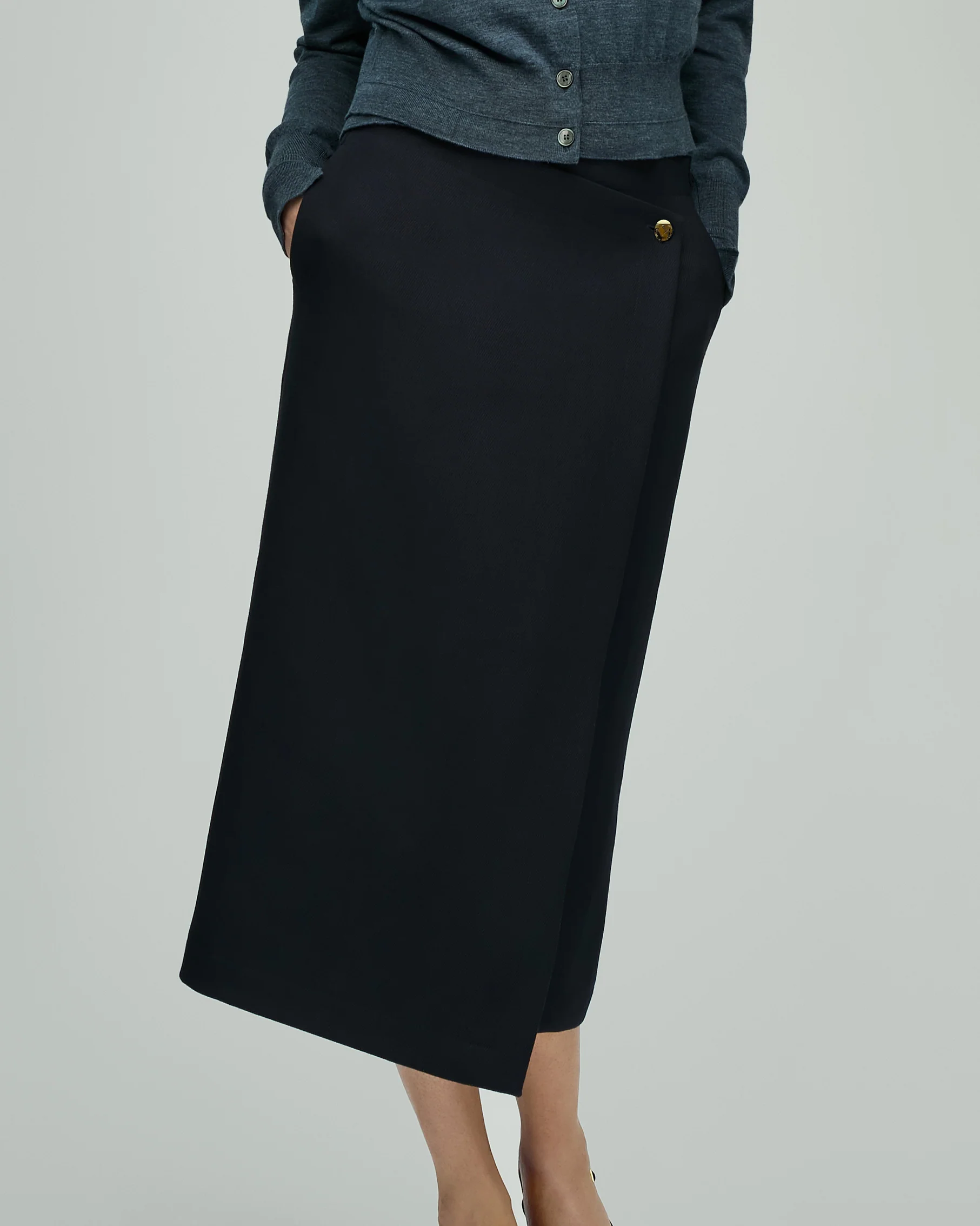 Wrap Skirt in Wool Twill - Image 4